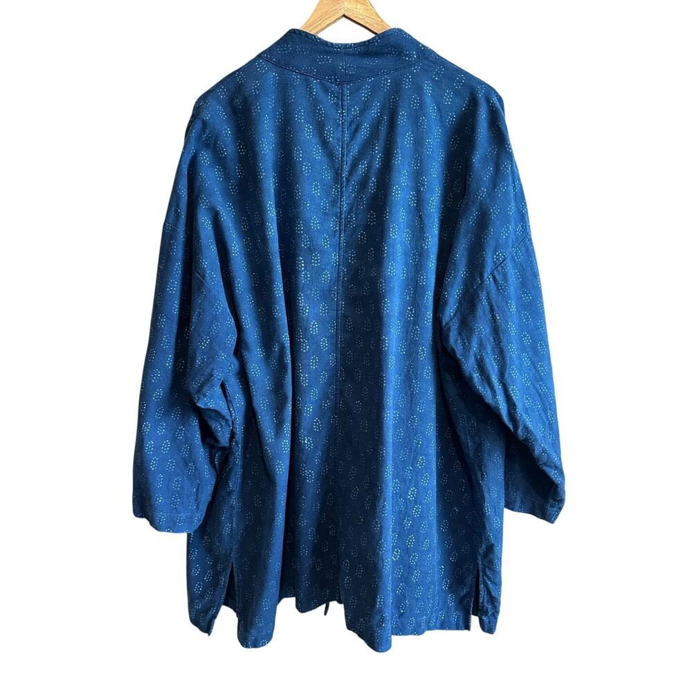 Eileen Fisher Block Printed Organic Cotton Kimono Jacket Denim Blue 3X - Picture 4 of 8